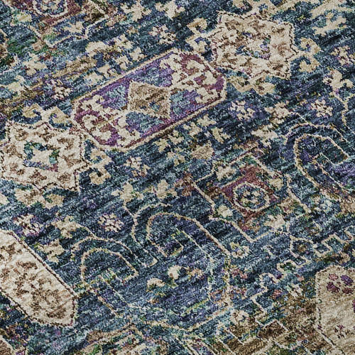 3' X 5' Green Blue And Beige Floral Washable Area Rug With UV Protection