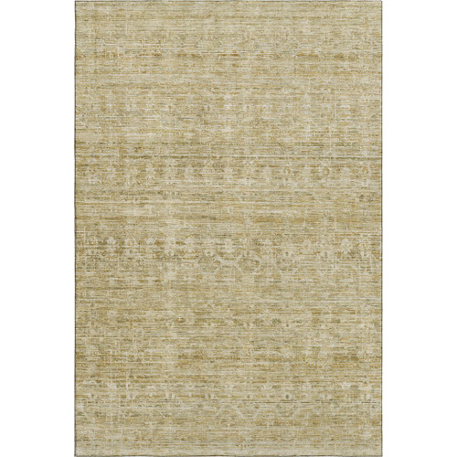 8' X 10' Wheat And Beige Striped Washable Area Rug With UV Protection