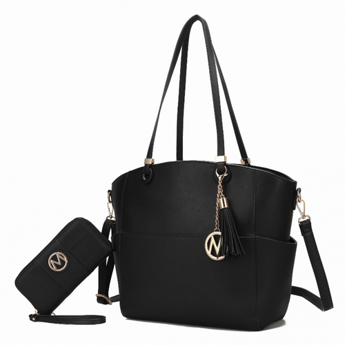 Prisha Vegan Leather Women's Tote Bag with Wallet  -2 pieces