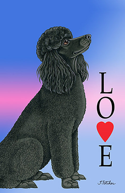 Poodle Black- Tomoyo Pitcher Love  Garden Flag 