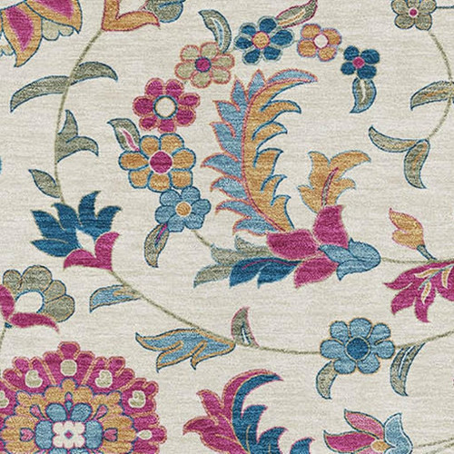 3' X 5' Linen Pink And Blue Floral Washable Area Rug With UV Protection