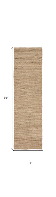 8' Natural Jute Flatweave Handmade Runner Rug