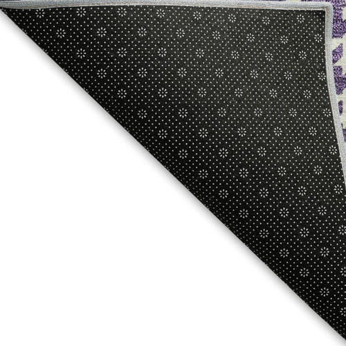 10' X 14' Purple Ivory And Gold Plaid Washable Area Rug With UV Protection