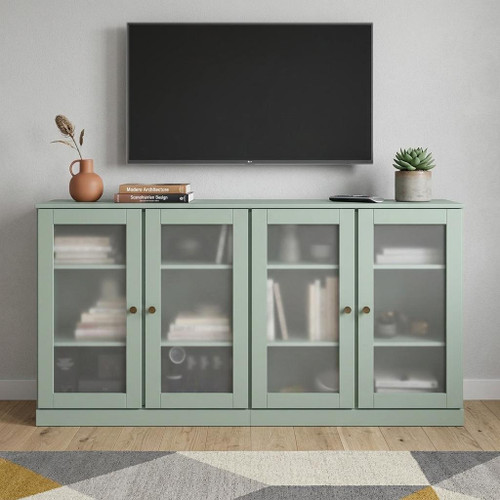64" Sage Solid Wood Enclosed Storage TV Stand