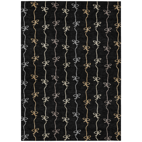 5' X 8' Black And Gray Southwestern Washable Indoor Outdoor Area Rug