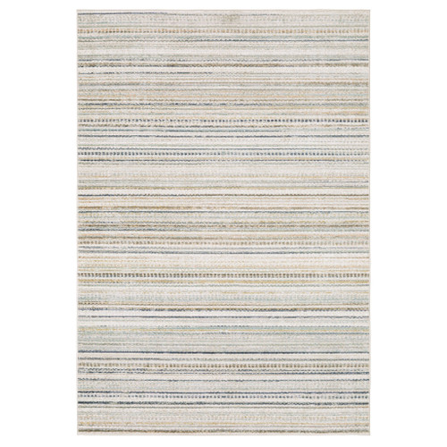 8' X 11' Beige And Navy Blue Striped Area Rug