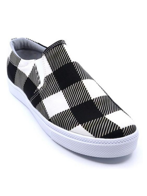 Gaby 1 Buffalo Plaid Black White Sneakers