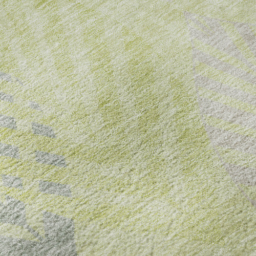 3' X 5' Artichoke Green Ivory And Beige Floral Washable Area Rug With UV Protection