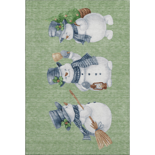 10' X 14' Artichoke Green Blue And Brown Geometric Washable Area Rug With UV Protection