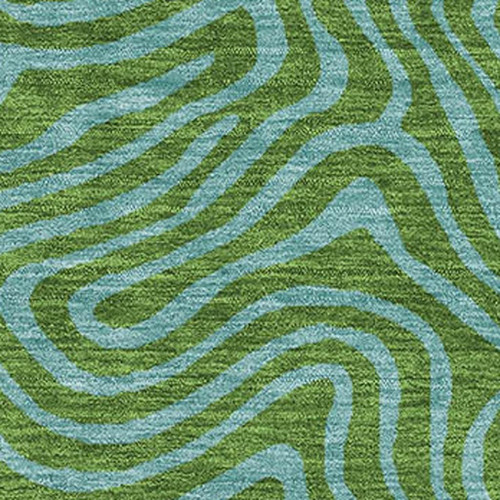 10' X 14' Green And Sky Blue Abstract Washable Area Rug With UV Protection