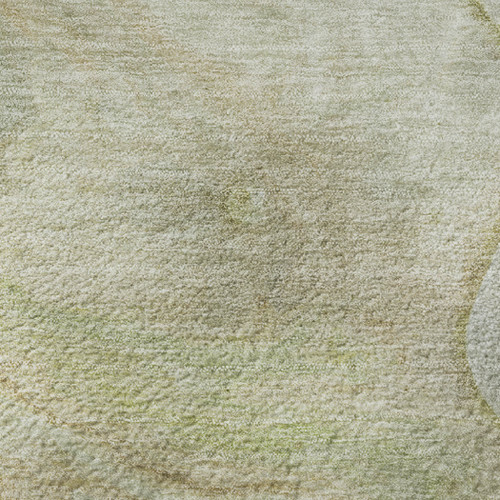 5' X 8' Linen Ivory And Green Abstract Washable Area Rug With UV Protection