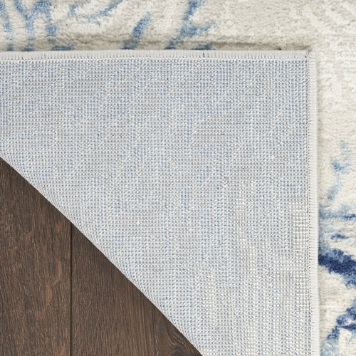3' X 5' Ivory Blue And Gray Seashell and Coral Non Skid Area Rug