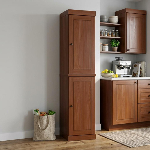 72" Coffee Solid Wood Two Door Pantry Or Storage Closet
