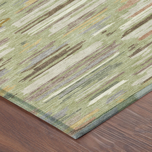 10' X 14' Green And Taupe Southwestern Washable Indoor Outdoor Area Rug