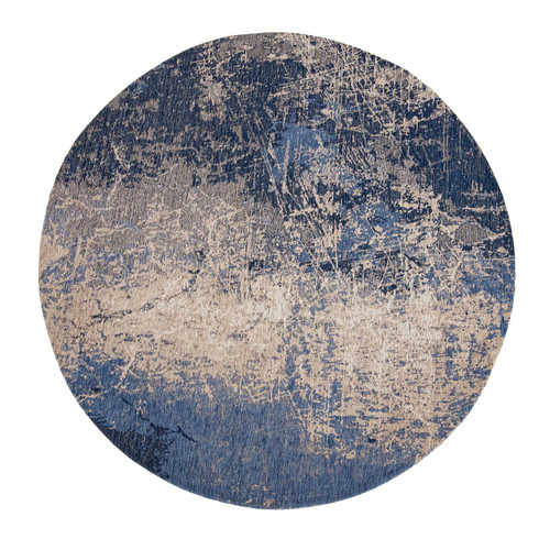 10' Blue And White Abstract Washable Round Rug With UV Protection