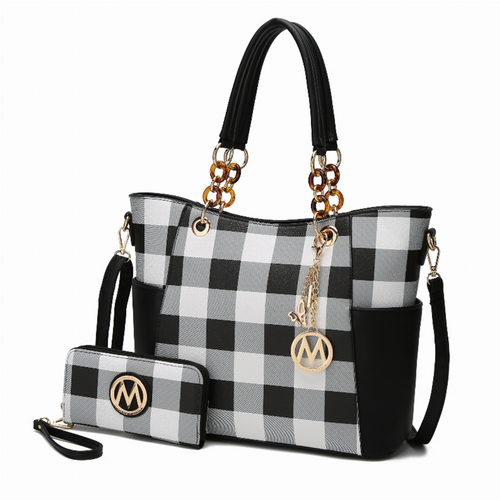 Bonita Checker Tote Bag & Wallet 