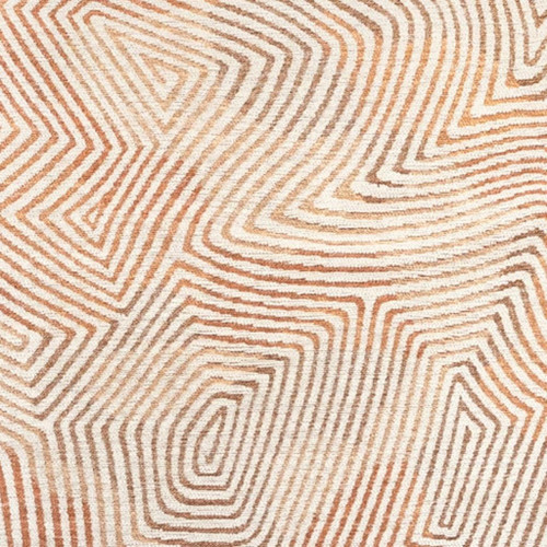 6' X 8' Beige Orange And Brown Geometric Washable Area Rug With UV Protection