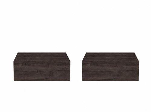 Set of Two 16" Dark Brown Wood One Drawer Floating Nightstand