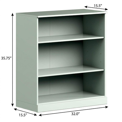 36" Sage Solid Wood Adjustable Three Tier Library Bookcase