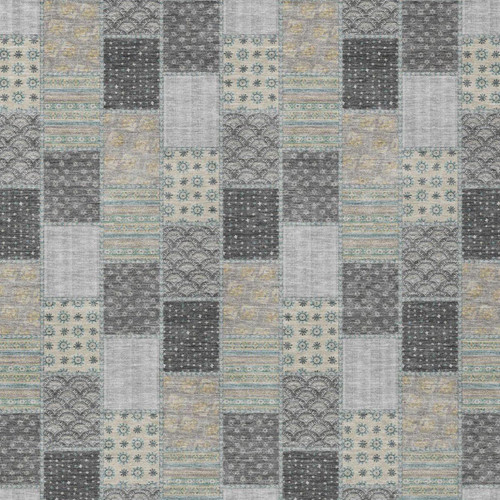 10' X 14' Gray And Silver Patchwork Washable Indoor Outdoor Area Rug