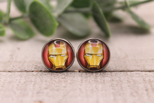 Iron Man Glass Stud Earrings
