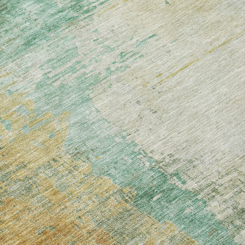 10' X 14' Artichoke Green Brown And Beige Abstract Washable Indoor Outdoor Area Rug