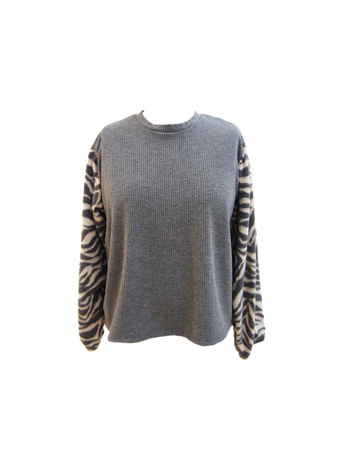 Wildin Zebra Top with contrast sleeves