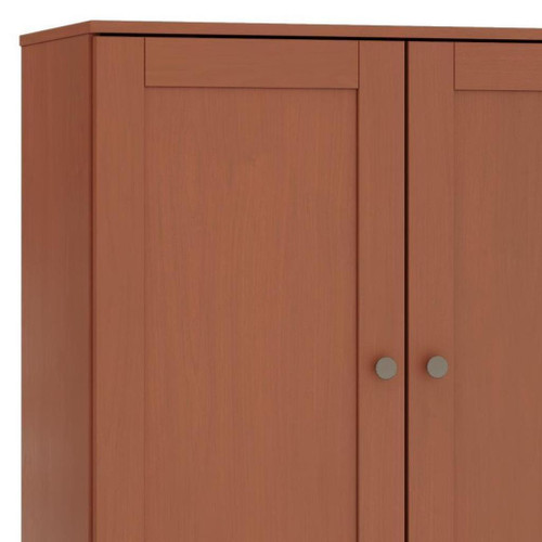 32" Coffee Solid Wood Shaker Style Double Door Linen Cabinet