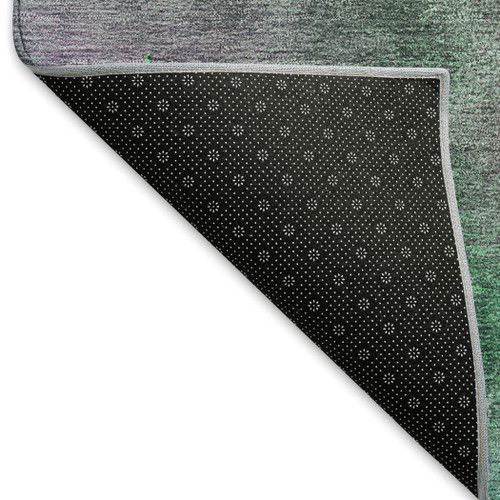 9' X 12' Teal Blue And Purple Abstract Washable Indoor Outdoor Area Rug