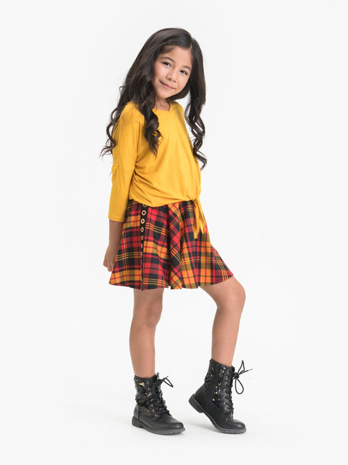 Plaid Skater Skirt Ft. Grommet Decor