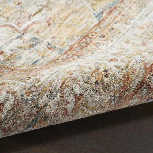 9' X 13' Rust And Ivory Floral Distressed Area Rug