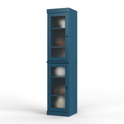 72" Teal Blue Solid Wood Two Door Pantry Or Storage Closet