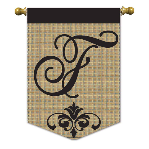 Elegant Monogram Burlap Garden Flag