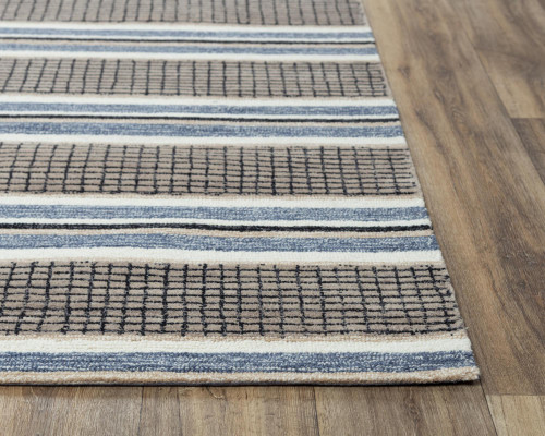 5' X 8' Brown And Gray Wool Striped Hand Tufted Area Rug