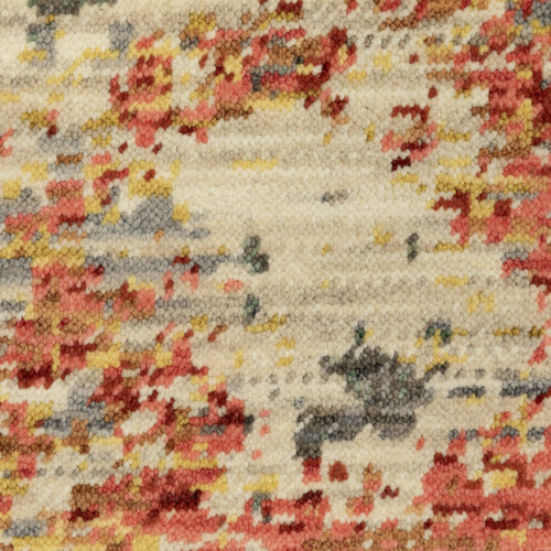 2' X 3' Beige And Pink Abstract Area Rug With Fringe