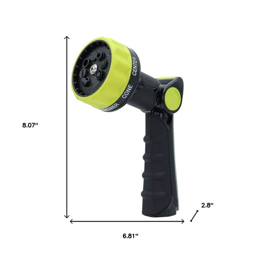 8" Black And Light Green Zinc Alloy Garden Thumb Control Nozzle Water Sprayer