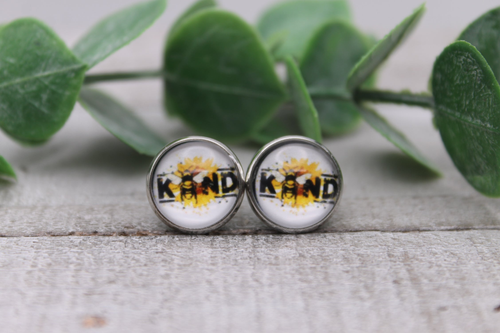 Bee Kind Sunflower Glass Stud Earrings