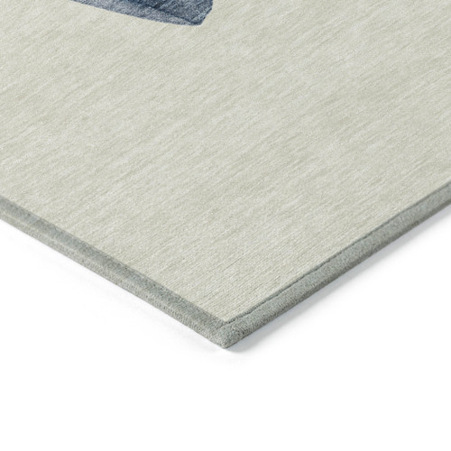 5' X 8' Ivory And Denim Blue Snowmen Washable Indoor Outdoor Area Rug