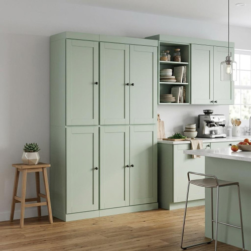 72" Sage Solid Wood Six Door Two Drawer Pantry Or Storage Closet