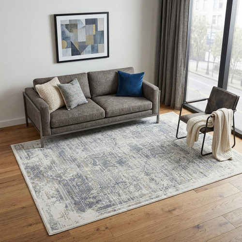5' X 8' Stone Beige And Ivory Abstract Area Rug