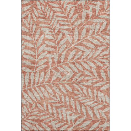 10' X 14' Salmon And Beige Floral Washable Area Rug With UV Protection