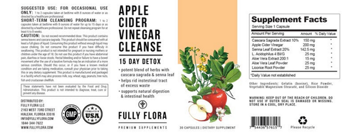 Fully Flora Apple Cider Vinegar Cleanse Natural Detox and Weight Loss (30 Capsules)