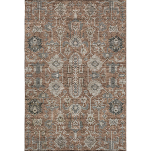 8' X 10' Rust Gray And Charcoal Oriental Washable Area Rug With UV Protection