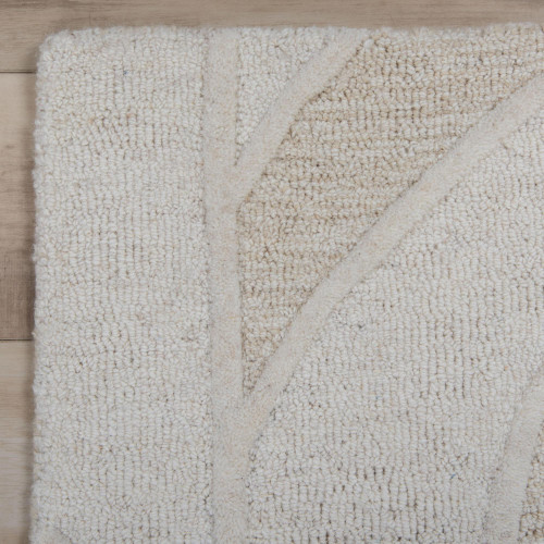 5' X 8' Ivory And Beige Wool Plaid Hand Tufted Area Rug