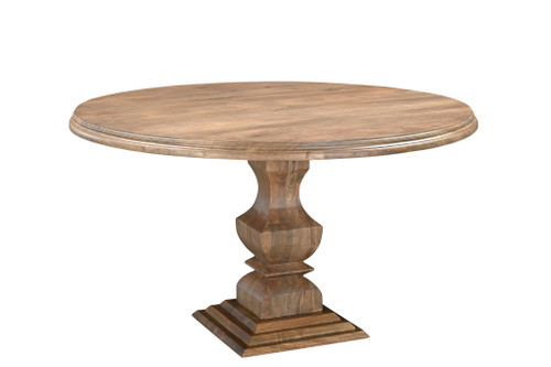 Five Piece Brown Round Solid Wood Dining Set with Four Chairs