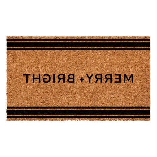 17" X 29" Brown And Natural Merry and Bright Outdoor Coir Door Mat