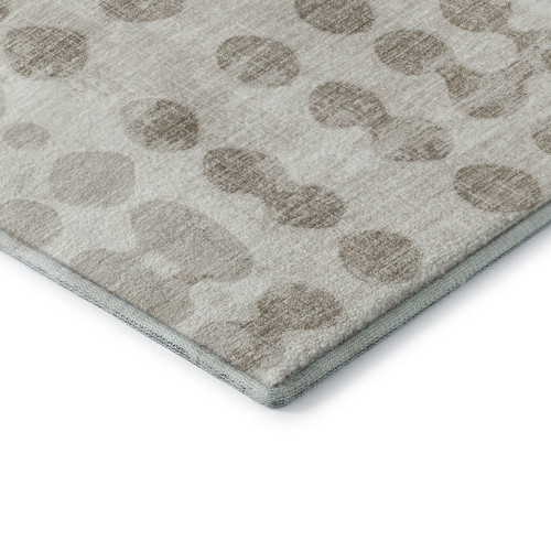 3' X 5' Ivory And Beige Polka Dot Washable Area Rug With UV Protection