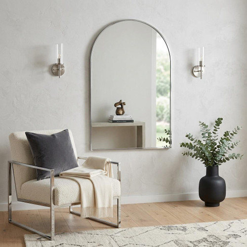 36" Silver Aluminum And Metal Arch Framed Full Length Hanging Mirror