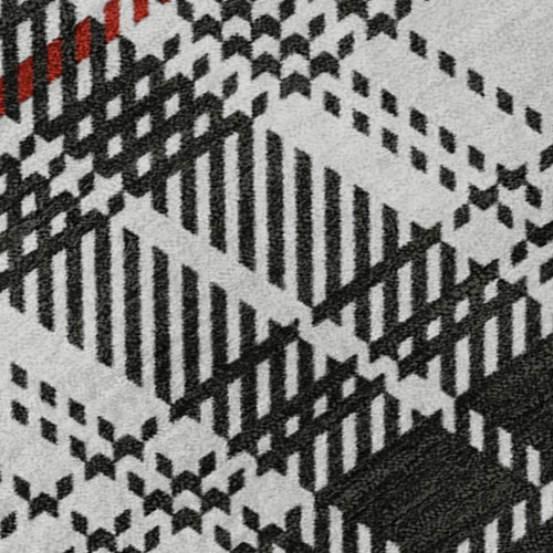 10' X 14' Black Red And Ivory Plaid Washable Area Rug With UV Protection