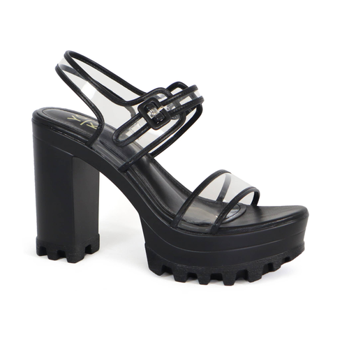 YOKI ASTER Women's Chunky High Heel Clear Summer Sandals